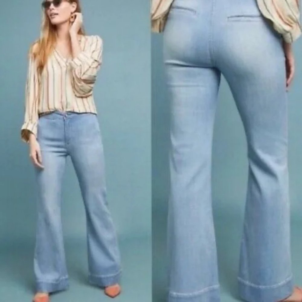 Anthropologie High-Rise Light Blue Flared Jeans